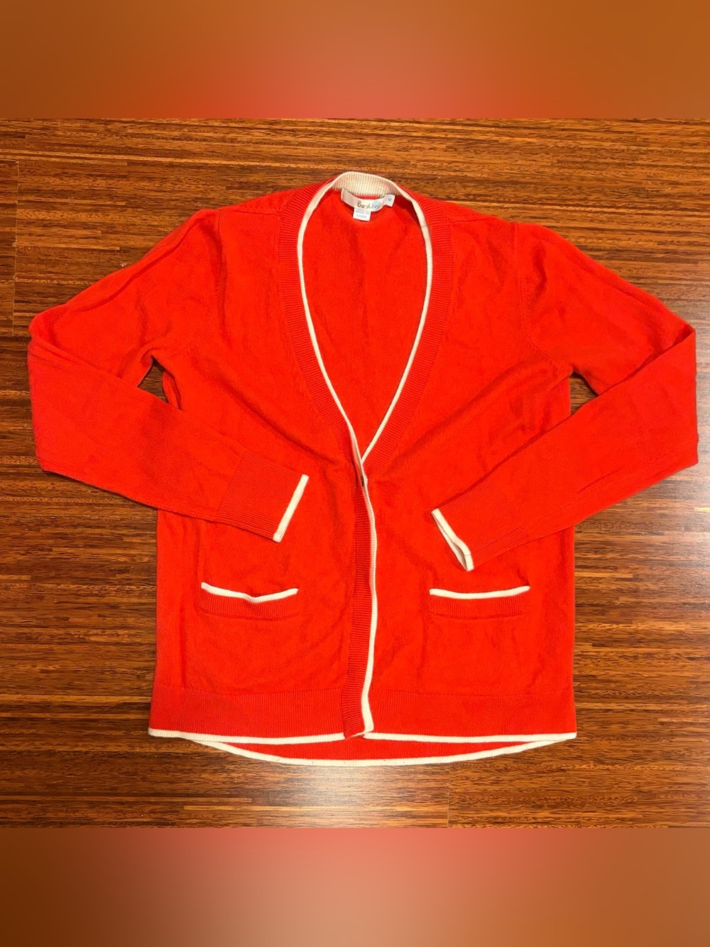 Boden Red Cashmere Blend Cardigan S Preppy Collegiate Knit